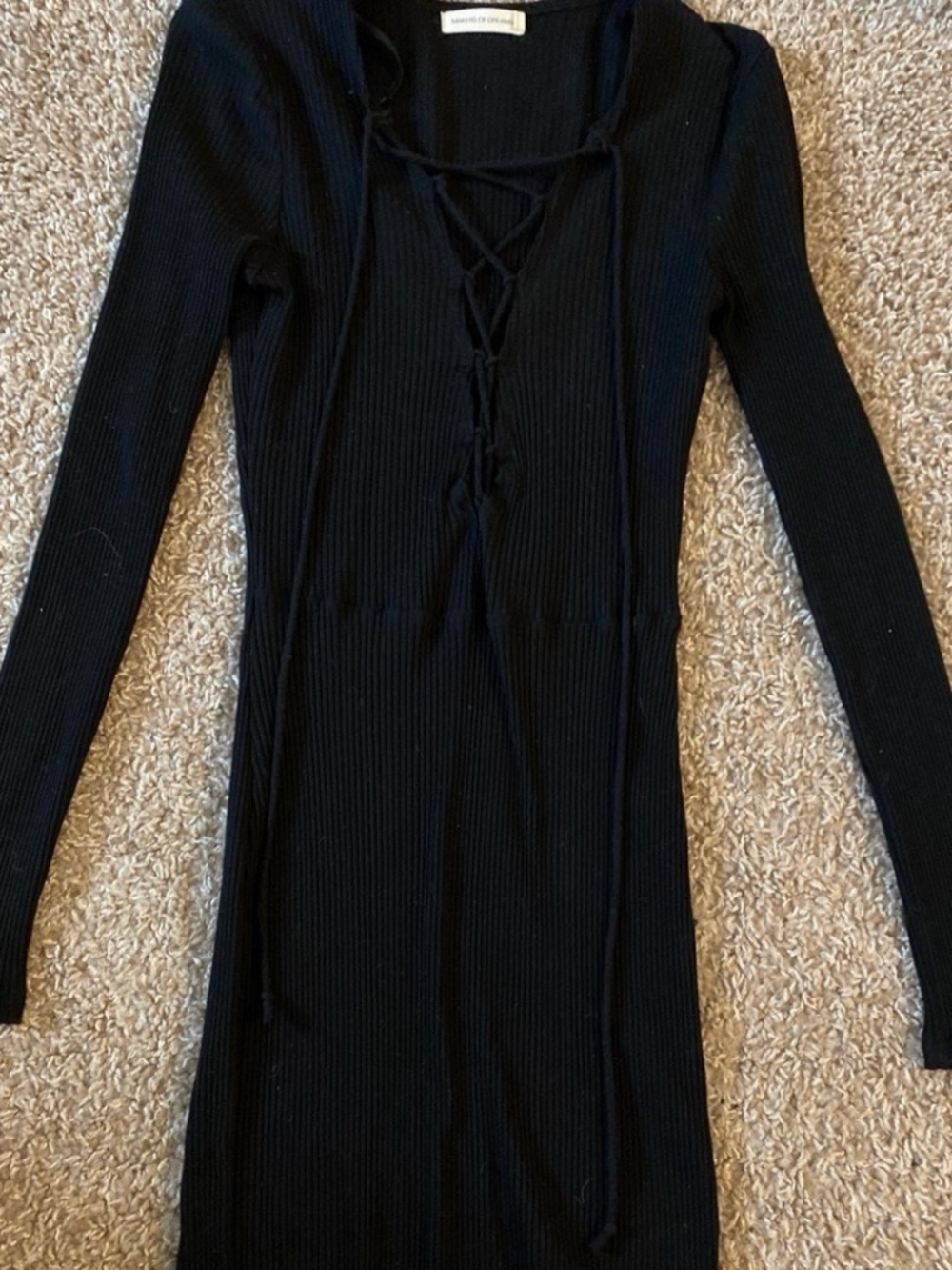 MAKERS OF DREAMS SIZE MEDIUM M Black ribbed tie up dress LOT5753